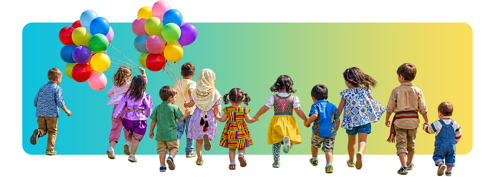 手をつないで走る世界の子どもたち